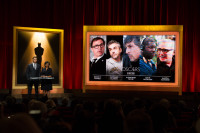 Actor Chris Hemsworth (left) and Academy President Cheryl Boone Isaacs announced the nominees for the 86th Annual Academy Awards in the Academy's Samuel Goldwyn Theater.